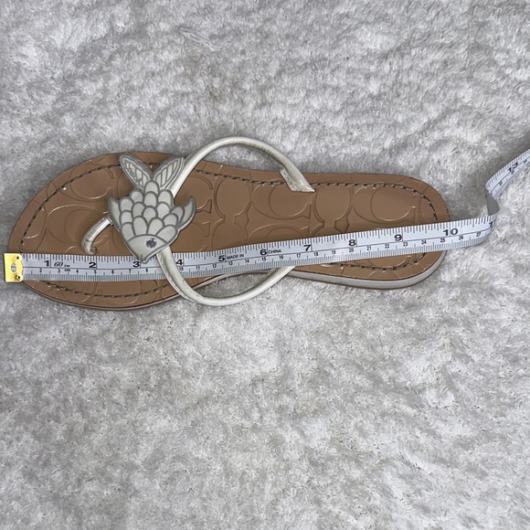 RARE Coach Nautical White Leather Fish Thong Sandal Y2K Monogram Flip Flops 8.5W - Picture 8 of 9